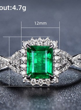 Emerald Green Square Zircon Ring Luxurious White GoldPlated