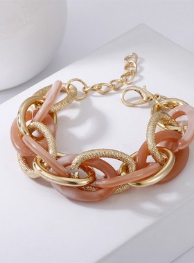 Multilayered Metal Bracelet Acrylic Leopard Print Geometric