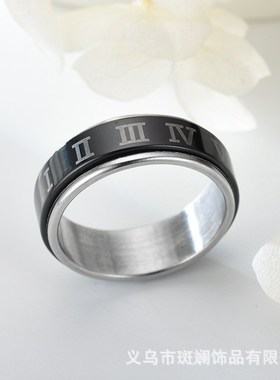 Rotatable Stainless Steel Roman Numeral Ring Fashionable Ver