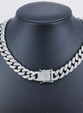Mens Alloy Necklace w 125mm Diamondencrusted Round Chain Eur