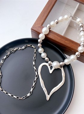 European American Necklace Set Pearl Exaggerated Heart Penda
