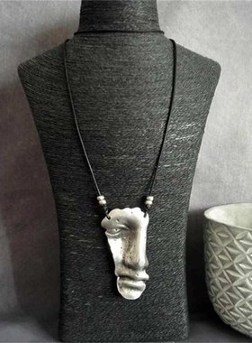 Bohemian Tribal Totem Mask Pendant Necklace Bohemian Alloy N