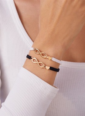 Infinity 8 Lucky Bracelet Adjustable 2Pack for Couple BFF8 I