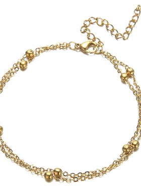 Stainless steel doublelayer fine bracelet simple layered bea