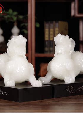 居月梦高档玉石貔貅摆件天然玉客厅装饰品办公室桌面工艺品摆设乔