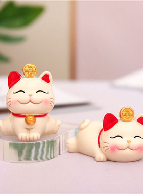 安提诺伯可爱招财猫摆件中秋礼品猫咪办公桌面车载装饰品手办生日