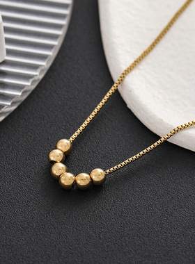 英国chrry koop新款六福临门钛钢项链女18k金百搭感不掉色串珠