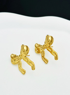 英国chrry koop18k蝴蝶结首饰金色套装蝴蝶结吊坠耳环项链女