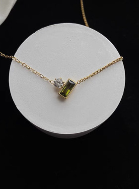 英国chrry koop新款复古祖母绿吊坠项链女小众设计百搭镶钻轻奢