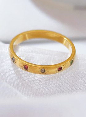 英国Chrry Koop轻奢小众彩钻星星戒指女镀18K金ins冷淡风时尚钛