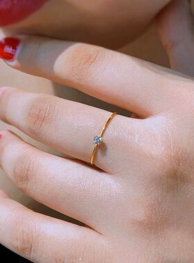 英国chrry koop1mm极细四爪钻石钛钢戒指环女轻奢时尚色食指不