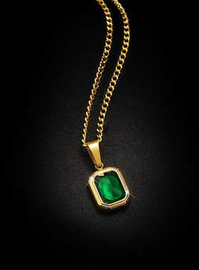 英国chrry koop潮人简约祖母绿吊坠项链女小众设计轻奢高级感