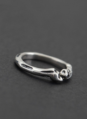 英国Chrry Koop复古原创设计《肋骨》情侣戒指 白铜镀银戒指 男女