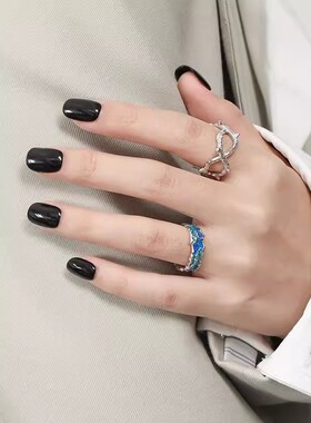 英国chrry koop珐琅小众设计感不规则质感肌理轻奢蓝绿滴釉s925