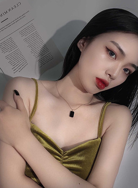 英国chrry koop钛钢小众设计感锁骨链ins冷淡风方块亮片颈链女