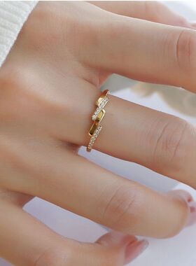 英国chrry koop台阶式镶钻钛钢首饰戒指时尚小众气质设计感配饰