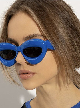 英国Chrry Koop欧美潮流走秀街拍凹造型眼镜个性粗框猫眼墨镜ins