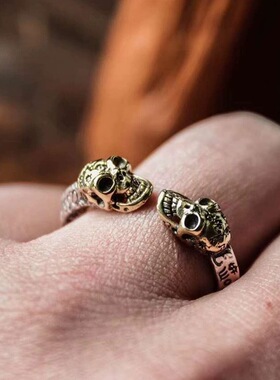 英国chrry koop复古戒指s925银男女情侣骷髅头小众个性朋克潮人