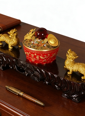 办公室聚宝盆摆件旺事业招贵人家中乔迁客厅玄关吉祥好物装饰