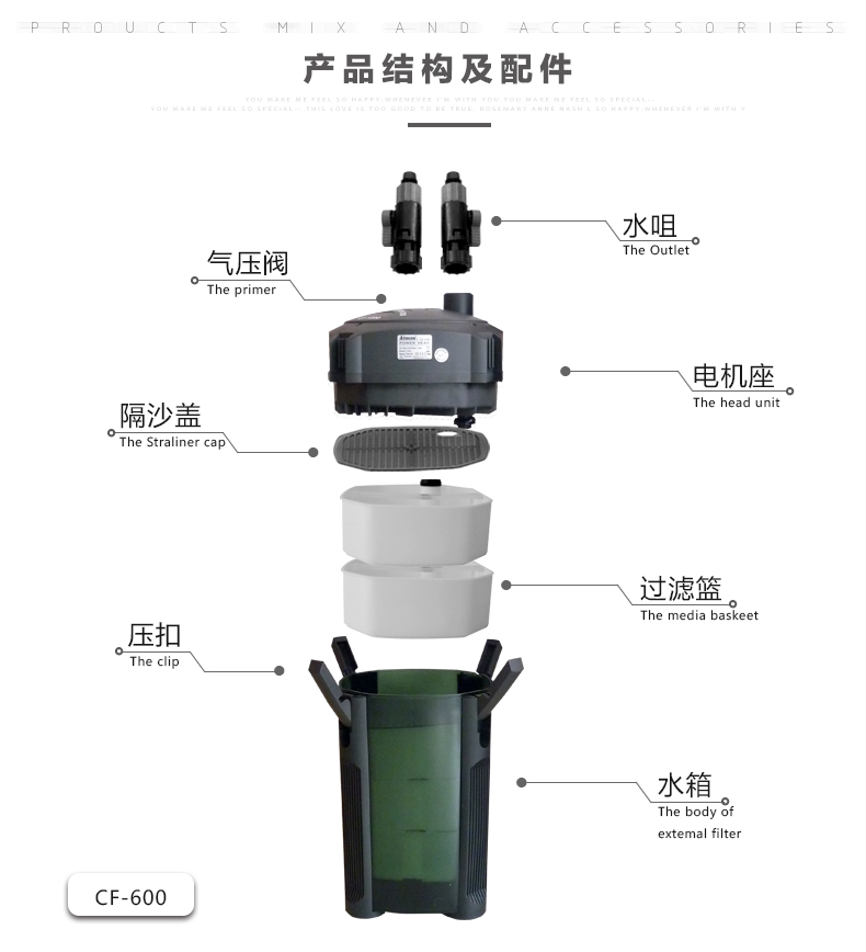 创星过滤桶鱼缸三合一净水循环系统CF600CF800外置静音过滤水族箱-图3