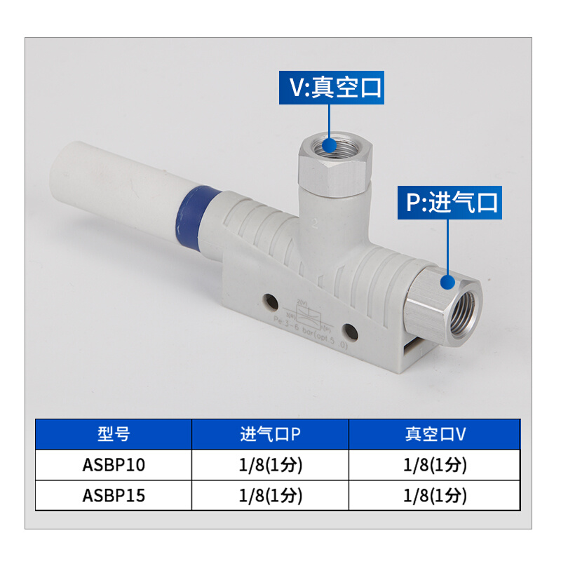 。AIRBEST迷你气动SBP15负压空气真空发生器大吸力ASBP10-G2-SDA-图2