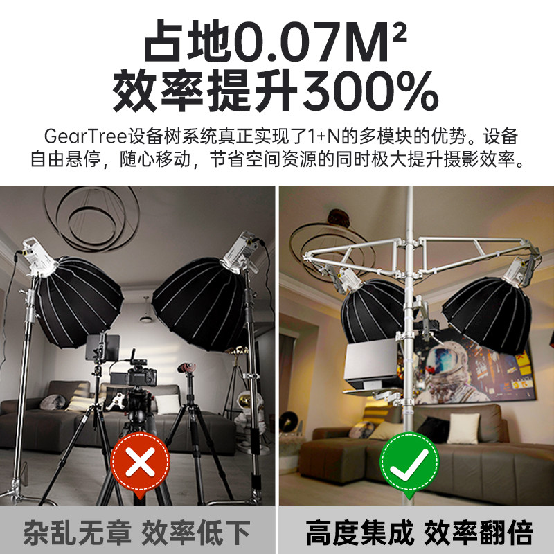 FALCAM/小隼 GEARTREE天地杆设备树多功能DIY直播间麦克风相机支架配件工作室灯光拓展支臂自媒体短视频,淘宝优惠券,粉丝福利购,淘宝优惠卷