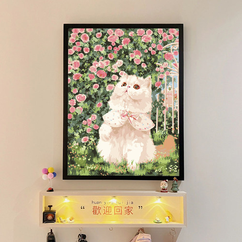 萌宠猫咪数字油画diy填充涂色手工手绘可爱布偶猫丙烯油彩装饰画_虎窝淘