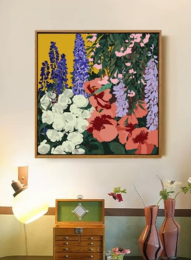 小众复古花卉diy数字油画装饰画