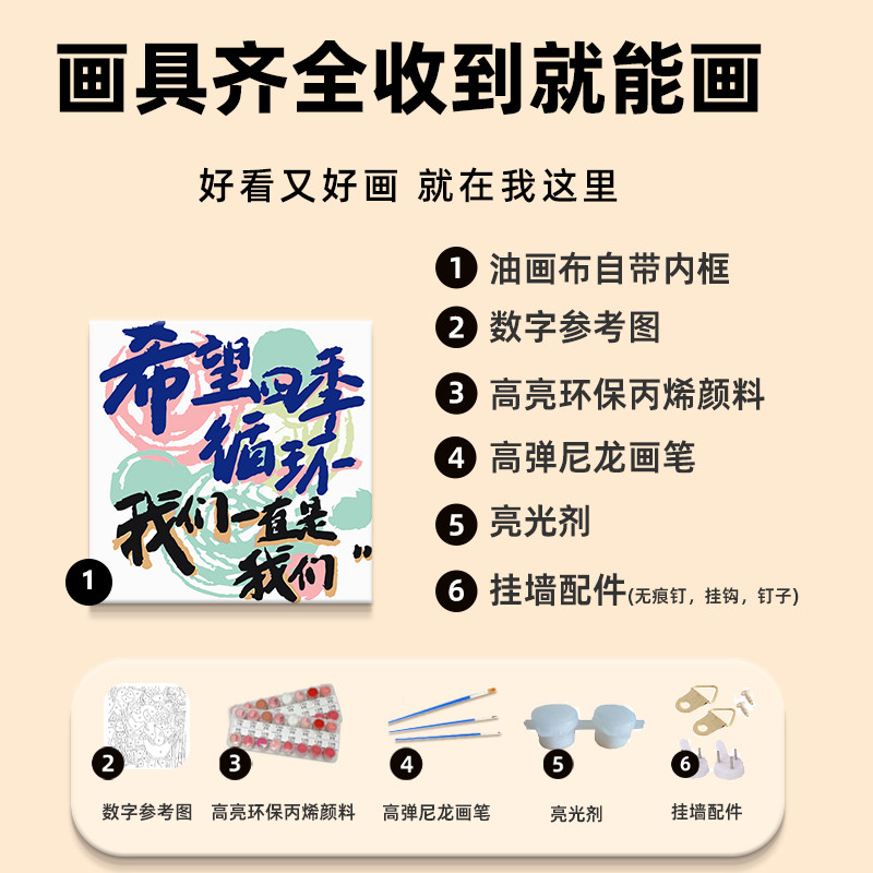 浪漫文字七夕礼物数字油画diy填充色手工情侣闺蜜生日丙烯装饰画