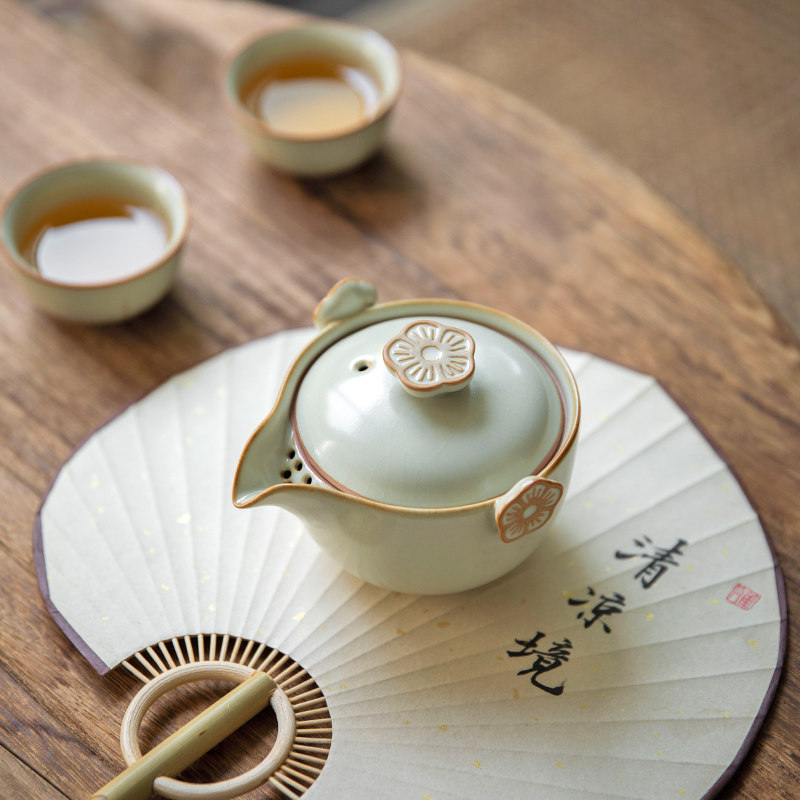 桃花汝窑旅行茶具便携式快客杯个人专用随身包泡茶壶套装户外露营,淘宝优惠券,粉丝福利购,淘宝优惠卷