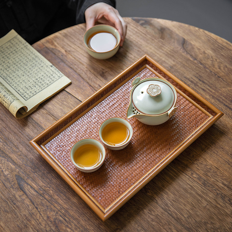 桃花汝窑旅行茶具便携式快客杯个人专用随身包泡茶壶套装户外露营,淘宝优惠券,粉丝福利购,淘宝优惠卷