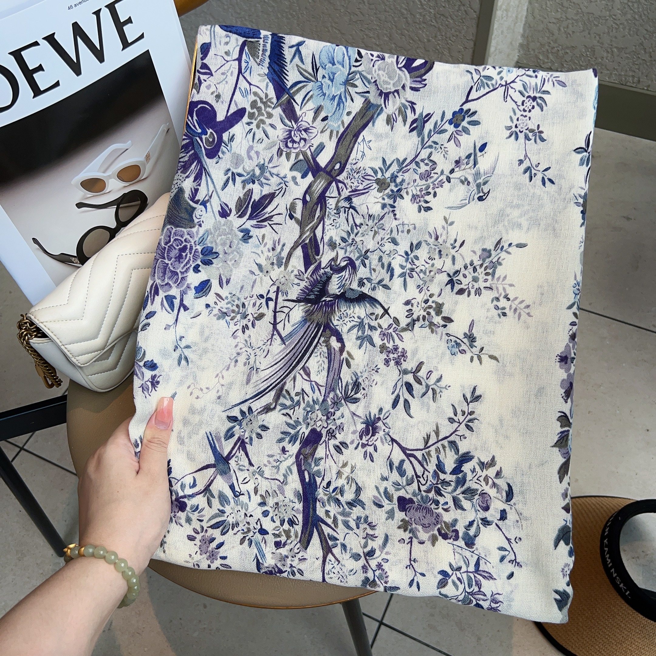 棉麻围巾女原创设计鸟语花香田园风百搭保暖靓丽护颈披肩春秋新款,淘宝优惠券,粉丝福利购,淘宝优惠卷