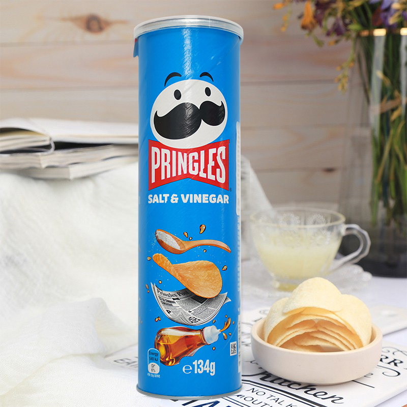 【澳版】Pringles品客薯片进口咸醋味休闲小吃膨化零食品134g罐装