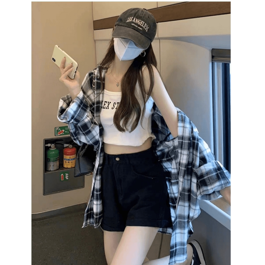 Retro-Unterhemd im lockeren, faulen Stil für Frauen im Frühherbst im neuen koreanischen Stil, lässig, einfach, langärmelig, äußeres Pendelhemd