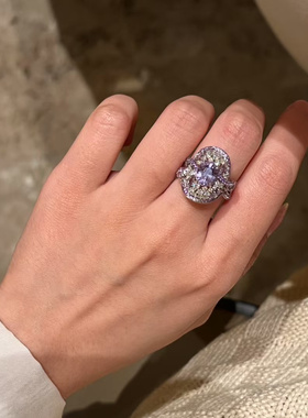 紫尖晶石1.7克拉戒指18K白金