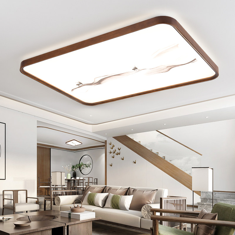 新中式客厅灯实木led吸顶灯长方形大厅灯超薄简约卧室书房灯具,淘宝优惠券,粉丝福利购,淘宝优惠卷