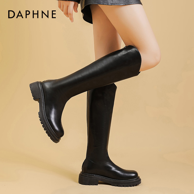 达芙妮v口长筒靴女2025年新款秋季过膝厚底粗腿小个子瘦瘦骑士靴,淘宝优惠券,粉丝福利购,淘宝优惠卷