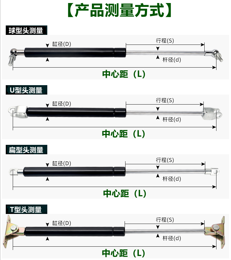 C-FGSS15050 15080 15100 18100 18150A B氮气汽弹簧支撑压杆鸿泰 - 图0