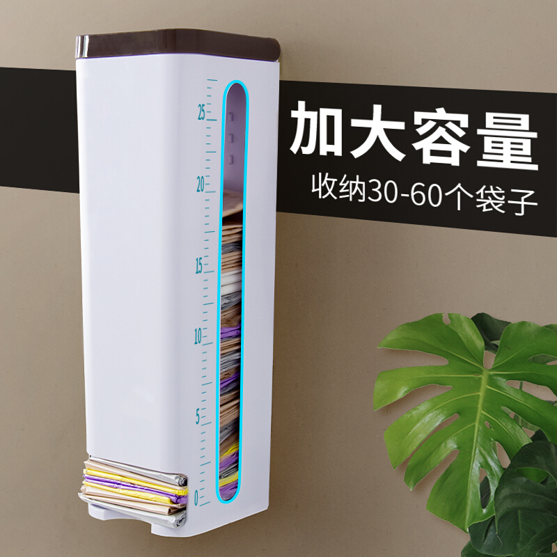 厨房垃圾袋收纳神器大容量壁挂式购物袋抽取盒家用塑料袋子整理盒-图1