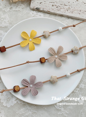 原创黄色花朵颈带小清新CHOKER系脖子项链浪漫度假风锁骨链防过敏