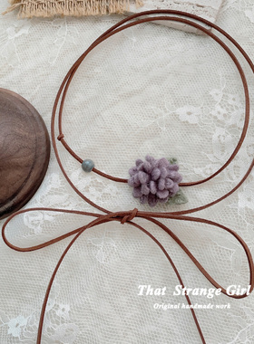 森系小清新甜美紫色花朵颈带