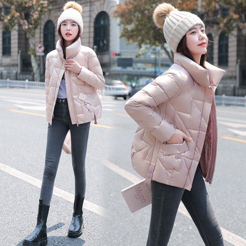 棉服女2025新款免洗亮面立领棉袄加厚款韩版羽绒棉衣短款保暖外套,淘宝优惠券,粉丝福利购,淘宝优惠卷