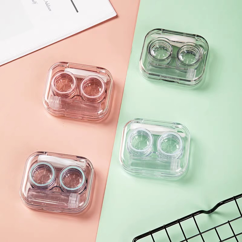 便携隐形眼镜盒简约可爱ins少女心伴侣收纳盒高级感透明美瞳盒子-图1