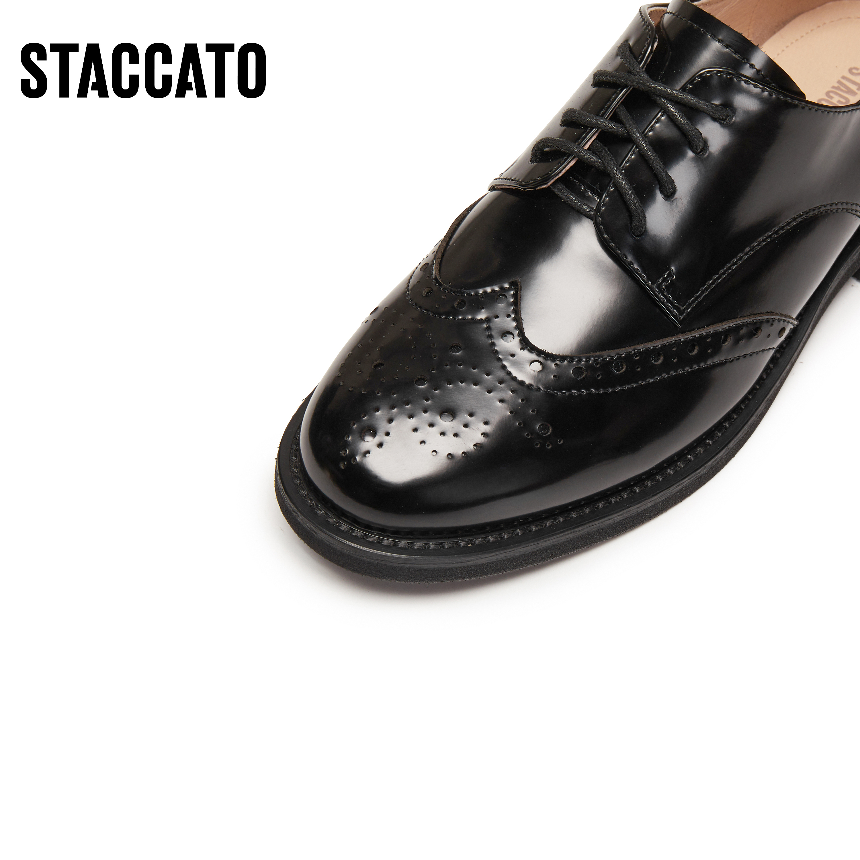 思加图2024冬季英伦风牛津鞋小皮鞋粗跟单鞋女鞋J5312CM4 - 图3