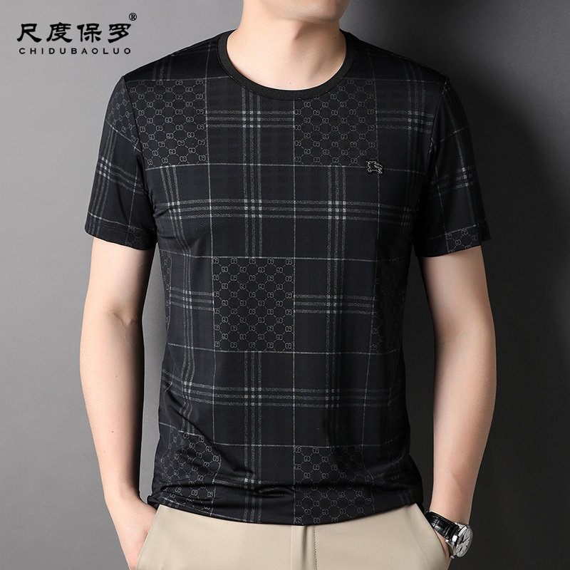 保罗夏季新款冰丝短袖男士圆领汗衫 尺度保罗T恤