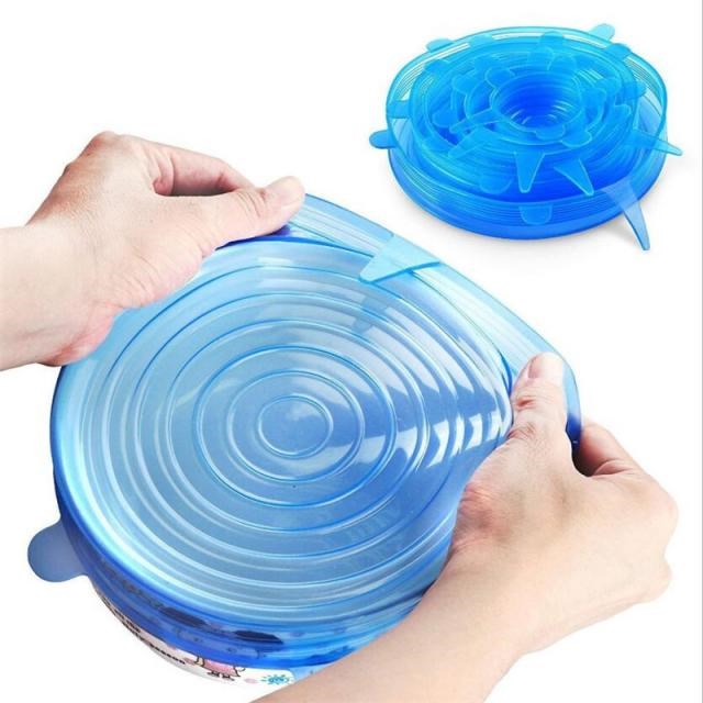 6 Pcs Silicone Stretch Lids Reusable Airtight Food Wrap Cove - 图0