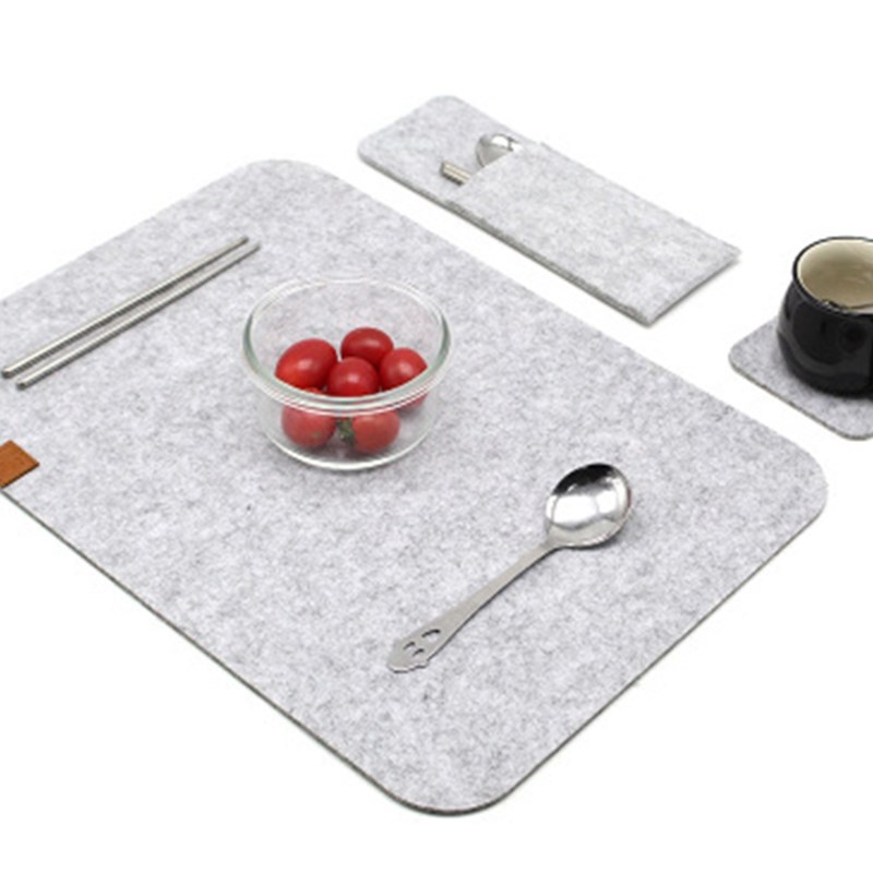 12Pcs Felt Placemat Set Gray-Table Mat Can Be Wiped 45X30 cm - 图3