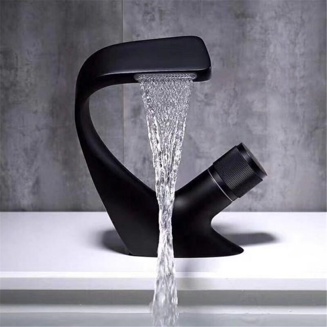 Black Faucet Bathroom Sink Faucets Hot Cold Water Mixer Cran-图3