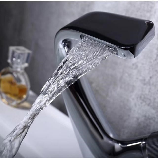 Black Faucet Bathroom Sink Faucets Hot Cold Water Mixer Cran-图2