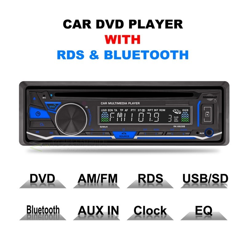 New1 Din Car Bluetooth DVD VCD CD Player MP3 MP4 FM AM o Rad - 图0